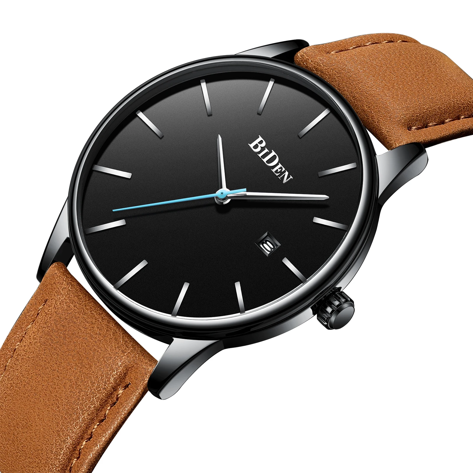 

BIDEN Stylish Man Wristwatches Fashion Waterproof Mens Quartz Watches Genuine Leather Strap Top Brand Classic Design Male Clock