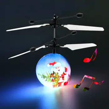 

Christmas Santa Induction Aircraft Music Helicopter LED Flashing Suspension Toy R7RB