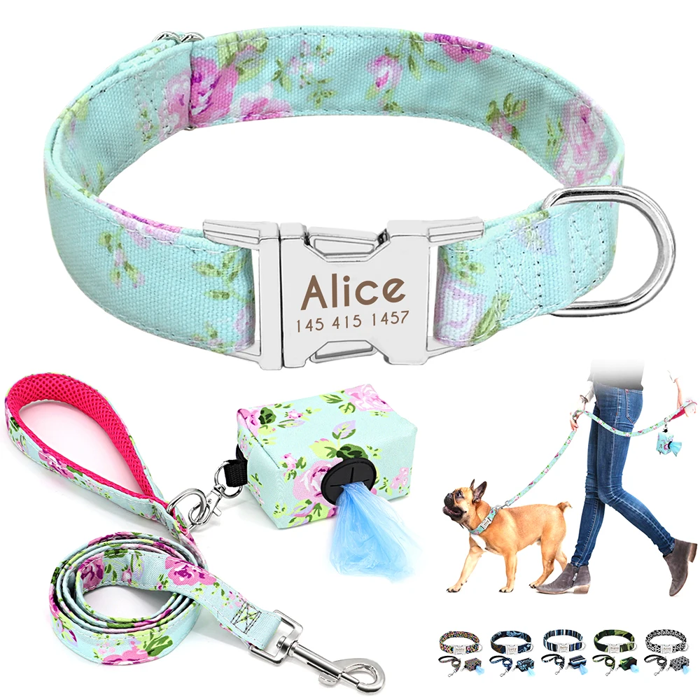 Dog Accessories Collar Custom Nylon Dog Collar Leash Poop Bag