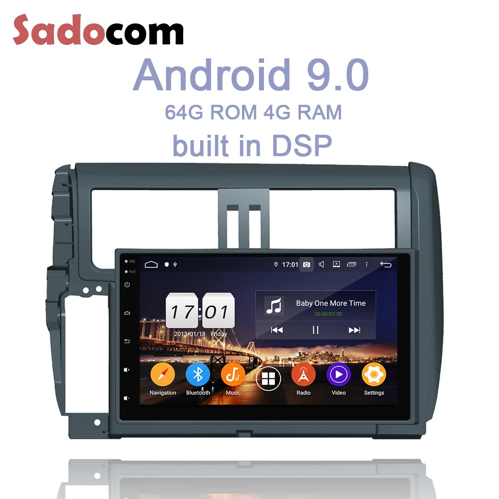 Top DSP Android 9.0 64GB ROM 4GB RAM 8 CORE Car DVD Player Wifi 4G Bluetooth 4.2 RDS autoradio GPS map For Toyota PRADO 2010 - 2013 3