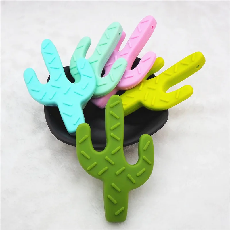 

Chenkai 50PCS BPA Free Silicone Cactus Teether Pendant Nursing Jewelry Necklace DIY Cacti Crib Baby Pacifier Dummy Teething Toy