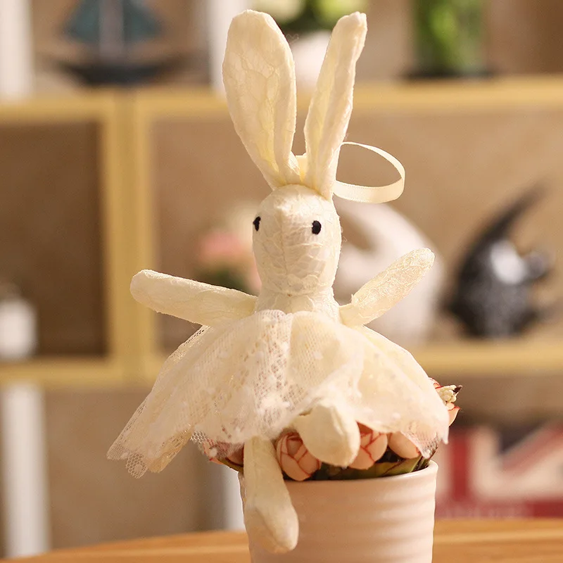 Plush Keychain Cute Cartoon Animal Plush Toy Keychain Backpack Bag Keychain Lace Rabbit Stuffed Toys Cute Gift