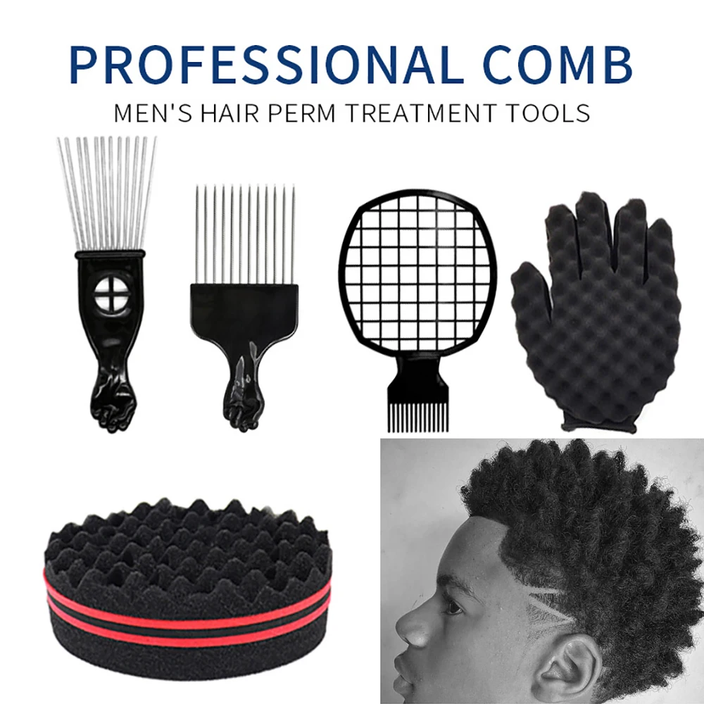 Barber Shop Men Hair Dirty Braider Twist Sponge Gloves African Hair Styling Fork Comb Hair Curls Foam For Salon dirty pineapple