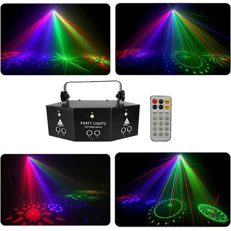 Remote Dj Laser Strobe Led 2 IN 1 Disco Light 9 Eye RGB Lazer Flash Led DMX512 Fog Machine Stage Lighting Wedding Night KTV Club