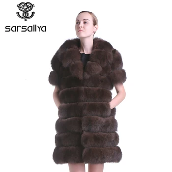 

SARSALLYA 100% Real Fox Fur Vest Natural Whole Turn-down Collar Fox Fur Vest Gilet Women Jackets coat Fashion Fur VEST