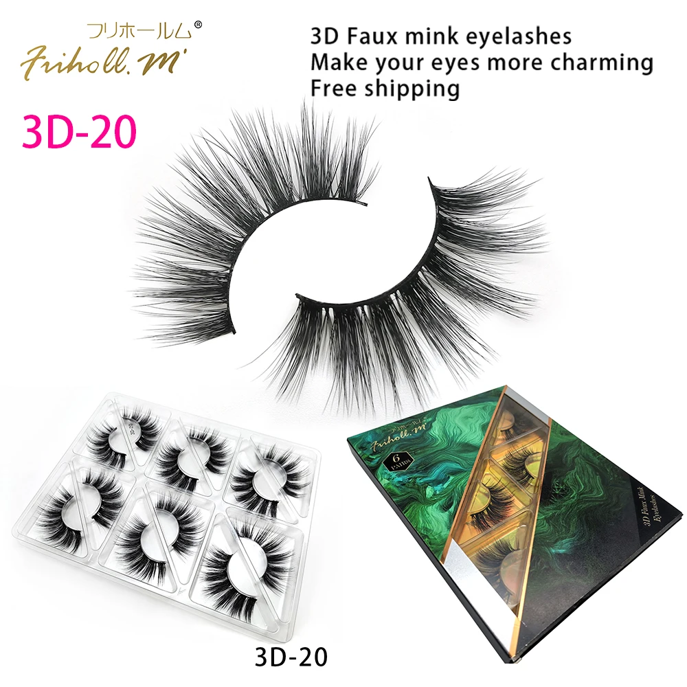 Friholl. m шелковые ресницы, 6 пар, натуральные норковые 3d накладные ресницы для наращивания, личная этикетка, 3d синтетические шелковые ресницы - Цвет: 3D-20