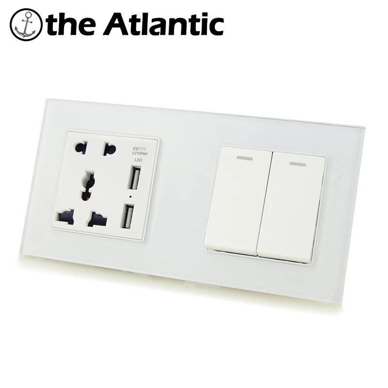 

Atlectric Dual USB Port Double Power Wall Socket Universal Socket 1 2 3 4 Gang ON/OFF Light Button Switch Electrical Outlet