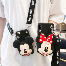 3D в мультипликационном стиле на молнии Кошелек Минни чехол для телефона для samsung galaxy A10 A10S A20S A30 A40 A50 A70 A80 A90 M10 M30S A8S ремешок чехол