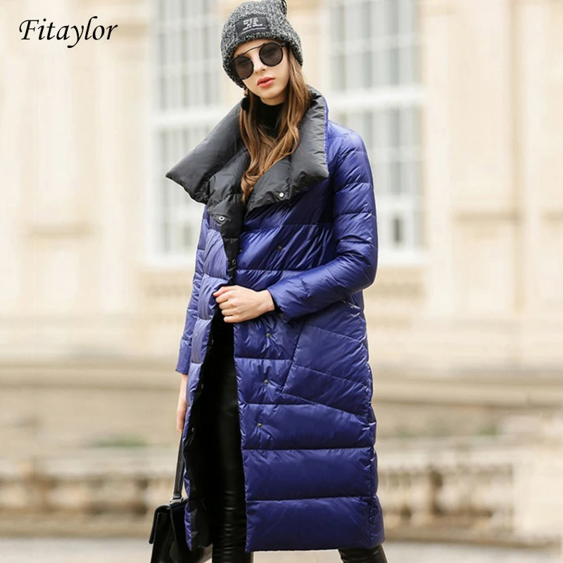 Fitaylor Women Down Jacket Long Coat Winter Warm