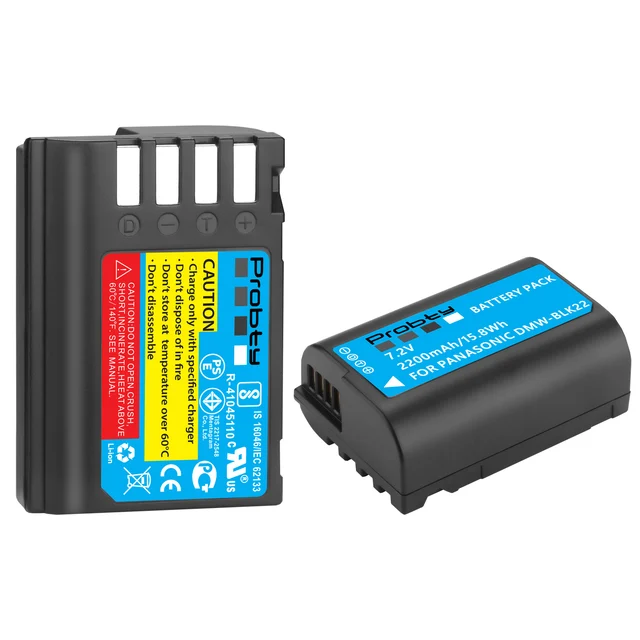 Batteria E Caricatore USB Per Panasonic DMW-BLK22 - Doppia Batteria 2200mAh Per Lumix DC-S5 - Foto 3