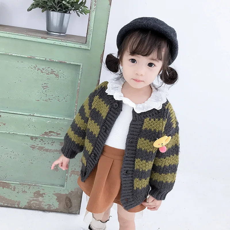 

Kids' Overcoat Autumn New Style New Arrival Children Knitted Cardigan Sweater Girls Korean-style Baby Coat a Ready