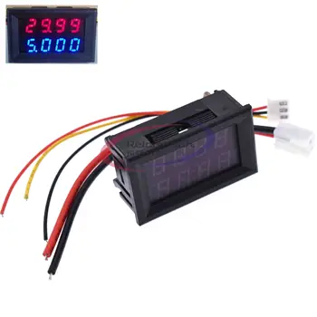 

0.28 Inch Digital DC Voltmeter Ammeter 4 Bit 5 Wires DC 200V 10A Voltage Current Meter Power Supply Red Blue LED Dual Display