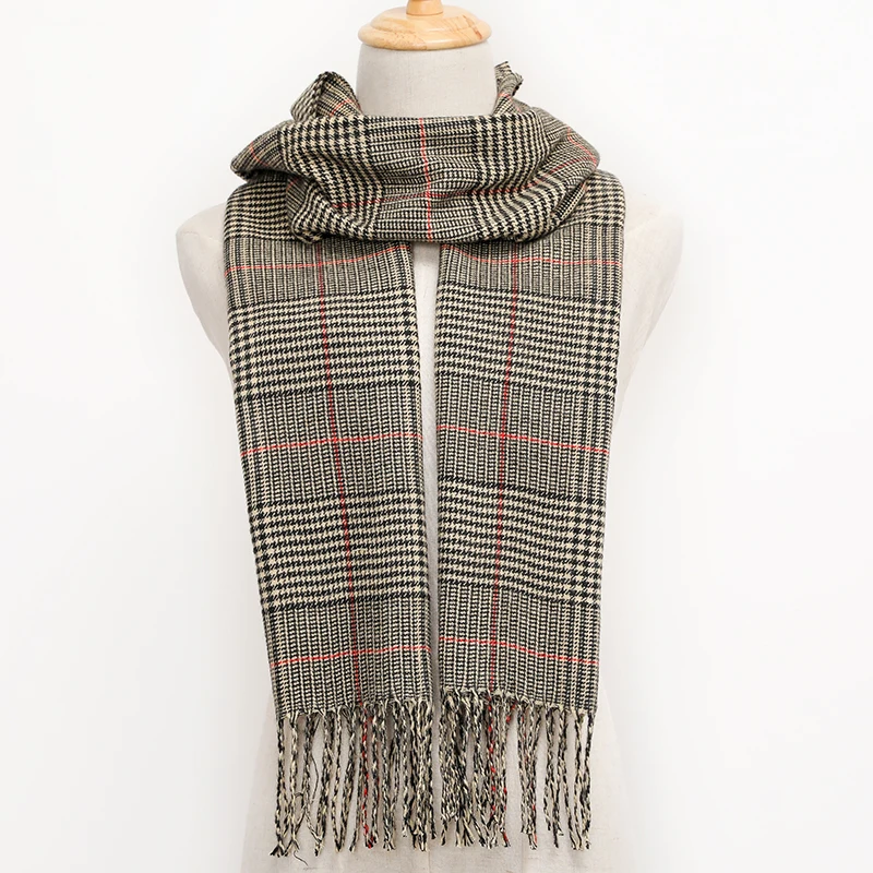 185*35cm Plaid Winter Scarf Women Warm Fashion Cashmere muffler hijab wrap pashmina shawl headcloth female men unisex girl lady 2