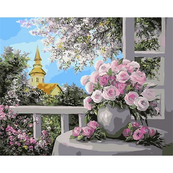 

YANXIN DIY Frame DIY Painting By Numbers Flower Acrylic Paint On Canvas Modern Wall Art Picture For Living Room 8469