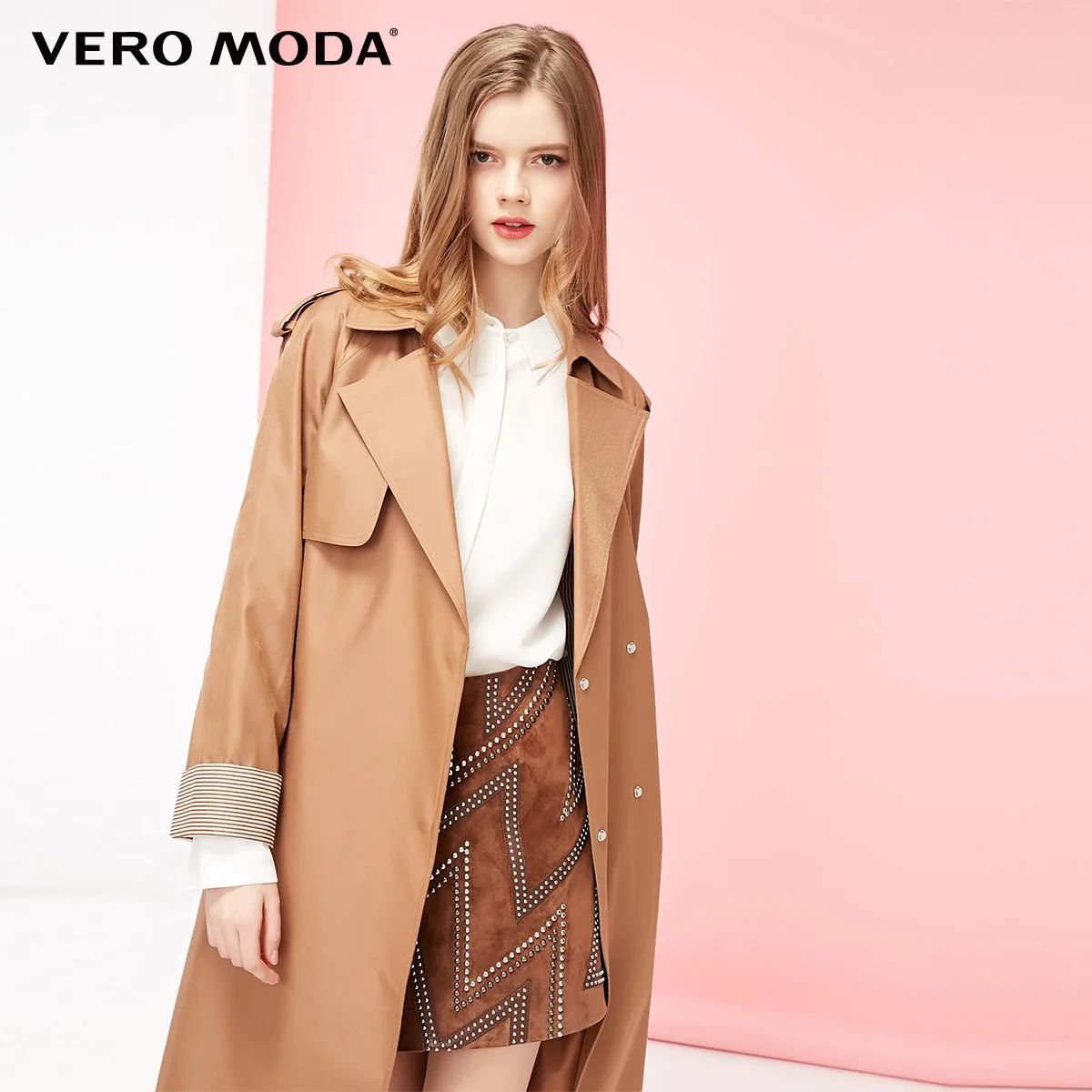 Vero Moda Женская яркая пряжа лацкан Пояс Тренч | 319121531 - Цвет: Caramel camel s