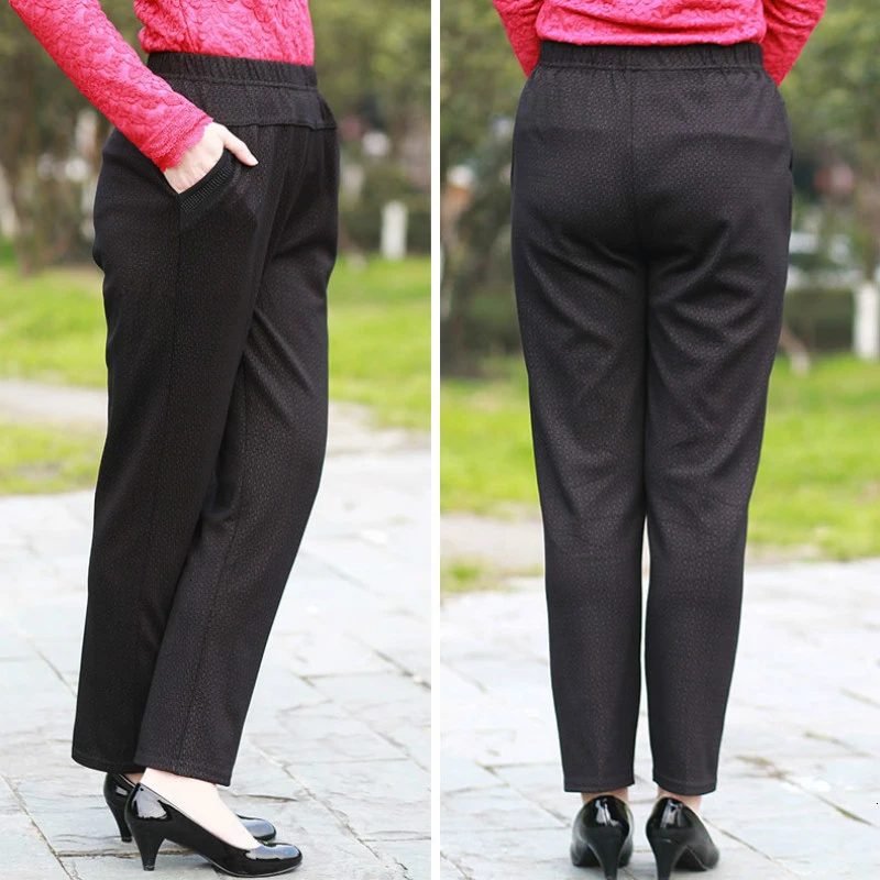 Женские XL-5XL брюки с модным принтом, свободные длинные прямые брюки с высокой талией, Осенние Брюки с карманами