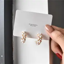 Новые винтажные Япония корейские серьги-кольца для женщин ручной работы Сладкий Искусственный жемчуг, Круглый Ювелирные изделия Pendientes подарки