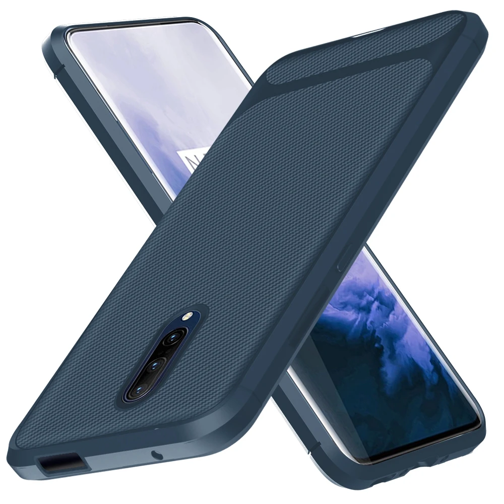 for OnePlus 7 Pro Case Luxury Carbon Fiber Silicone Soft TPU Shockproof Back Cover on Etui 7T 1+7T Phone Men |