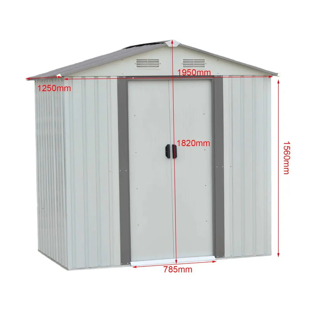

4x6FT Outdoor Garden Storage Shed Weatherproof Steel Tools Utility Backyard Lawn Shelter Sloped Roof With Window