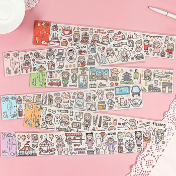 

60mm*350mm Kawaii Cute Girl Cat Washi Tape Stickers Scrapbooking DIY Masking Tape School Office Supplies Bullet Journal sl2232