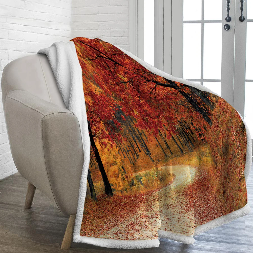 

Silstar Tex Autumn Landscape Outlet Christmas Tree Throw Blanket Snowflakes Sherpa Blanket Reindeer Bed Blanket New Year