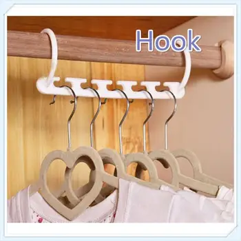

1pcs Space Saver Wonder Magic Five-hole Storplastic Windproof Hook Wardrobe Multi-layer Clothes Hook Saves Space Magic Wardrobe