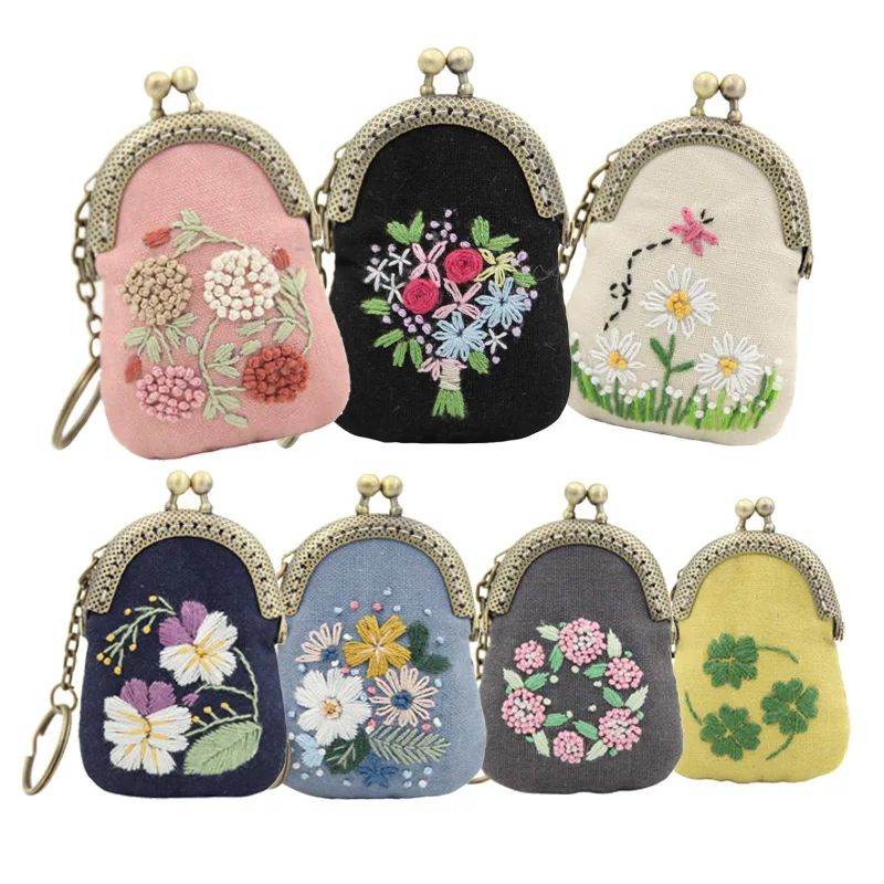 DIY Embroidery Kit of Necklace Mini Bag Needlework Handmade Cross Stitch Embroidery Car Pendant Sewing Art Craft Home Decor