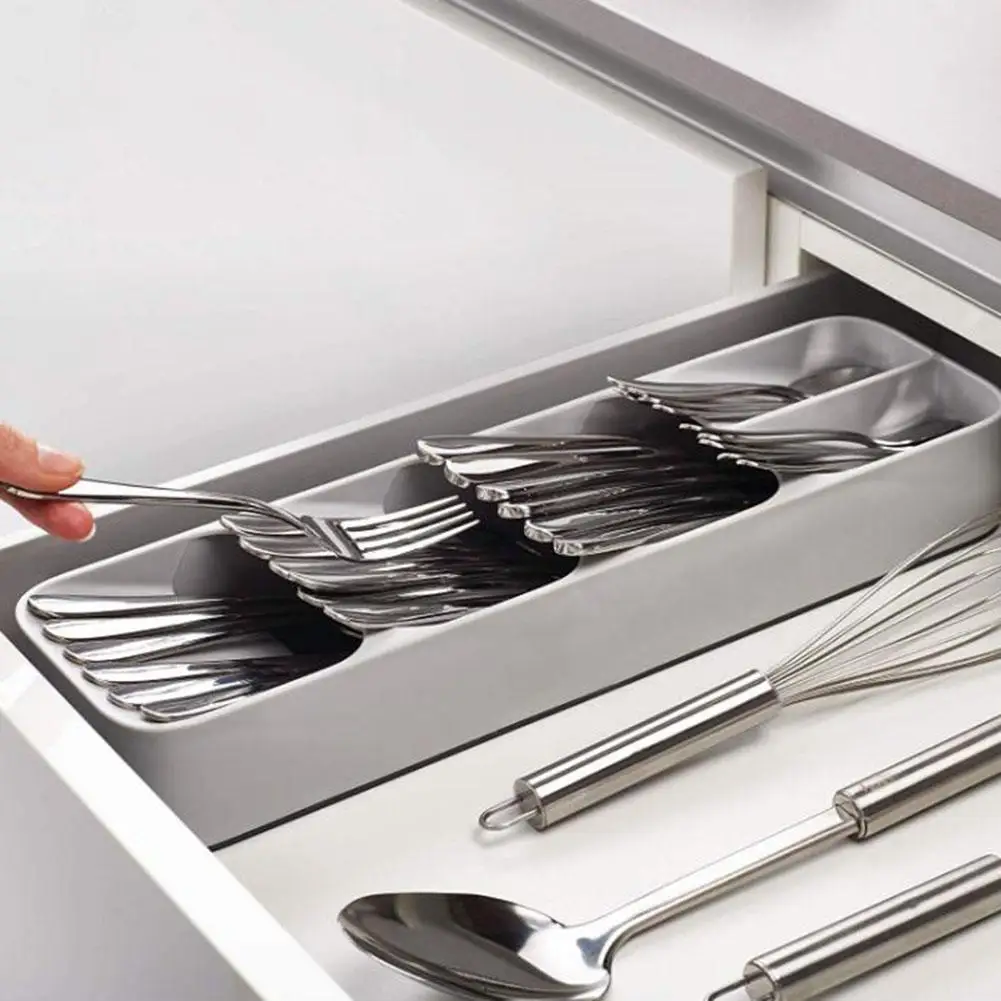 

Dropshiping Kitchen Drawer Organizer Tray Spoon Cutlery Separation Finishing Storage Box Cutlery Kitchen Storage Organization