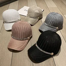 202003-mujiao-mesh  Ventilation  Rhinestone ribbon    leisure lady VISORS cap  women baseball  hat