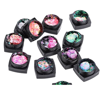 

12 Color Natural Texture Powder Creamy Mix Gel Glitte Eyeshadow,Sequins Diamond Earth Color Flashing Powder Sparkling Stage