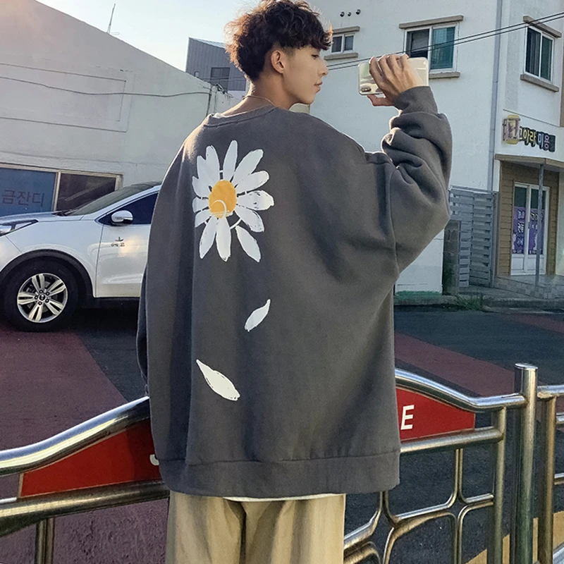 

Men Oversized Floral Print Hoodies 2019 Autumn Mens Harajuku Streetwear Sweatshirts Hoodie Korean Drop Shoulder Hoodie For Male