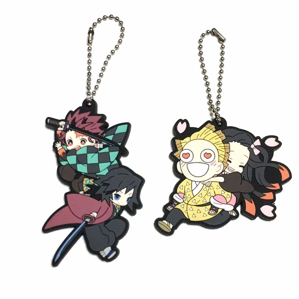 Demon Slayer: Kimetsu no Yaiba японский аниме Рисунок резиновый силиконовый Мобильный телефон брелок с подвесками ремешок брелок