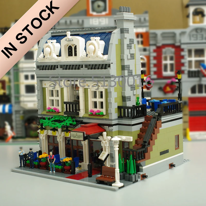 

In Stock 10243 Creator Parisian Restaurant 15010 2418Pcs Street View Model Building Kits Blocks Bricks Education Toys