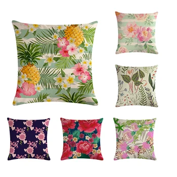 

Tropical rain forest printing cushion cover linen material holding pillow case car chair sofa bed warm home decoration 45x45cm