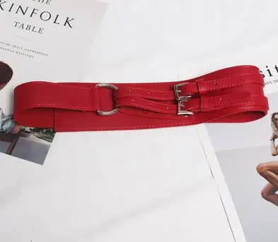 Женская мода для подиума из искусственной кожи женские платья Корсеты пояс с пряжкой украшения широкий пояс R1830 - Цвет: red