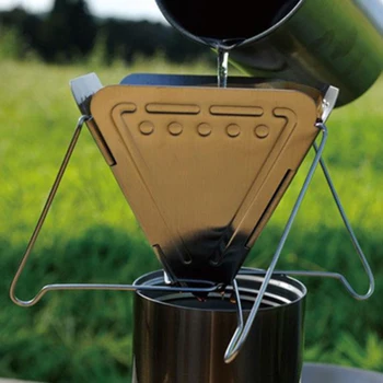 

Camping Kitchen Safe Coffee Filter Folding Portable Stainless Steel Outdoor Professional With Drip Stand Tool Reusable
