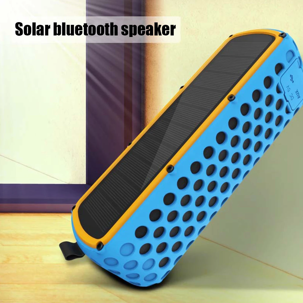 

New Portable Waterproof Solar Bluetooth Speaker with LED light and Built-in Mic Compatible for Smartphone & Smart device