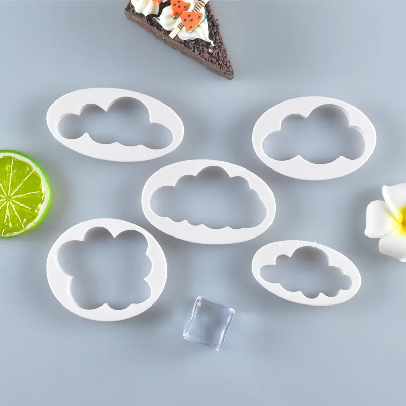Cloud Shaped Cookie Cutter Press Pastry Biscuit Cake Mould B7Z5 5Pcs/set O8G9 