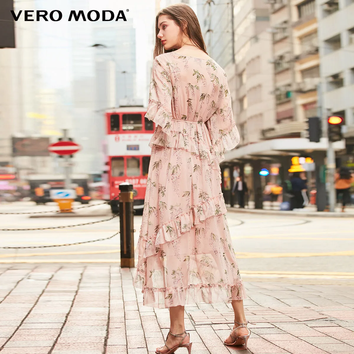 Vero Moda женское платье средней длины с принтом и оборками | 31917C539