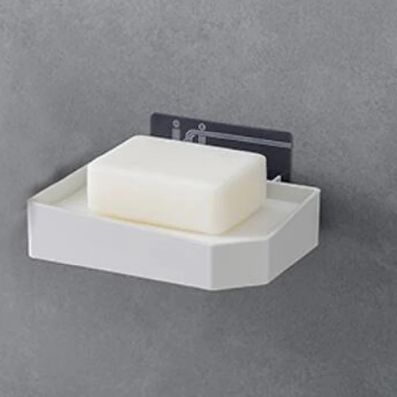 Solid white Перфоратор для пластика, мыльница для ванной комнаты, простая мыльница, креативный дренажный мыльница с губкой - Цвет: Solid white