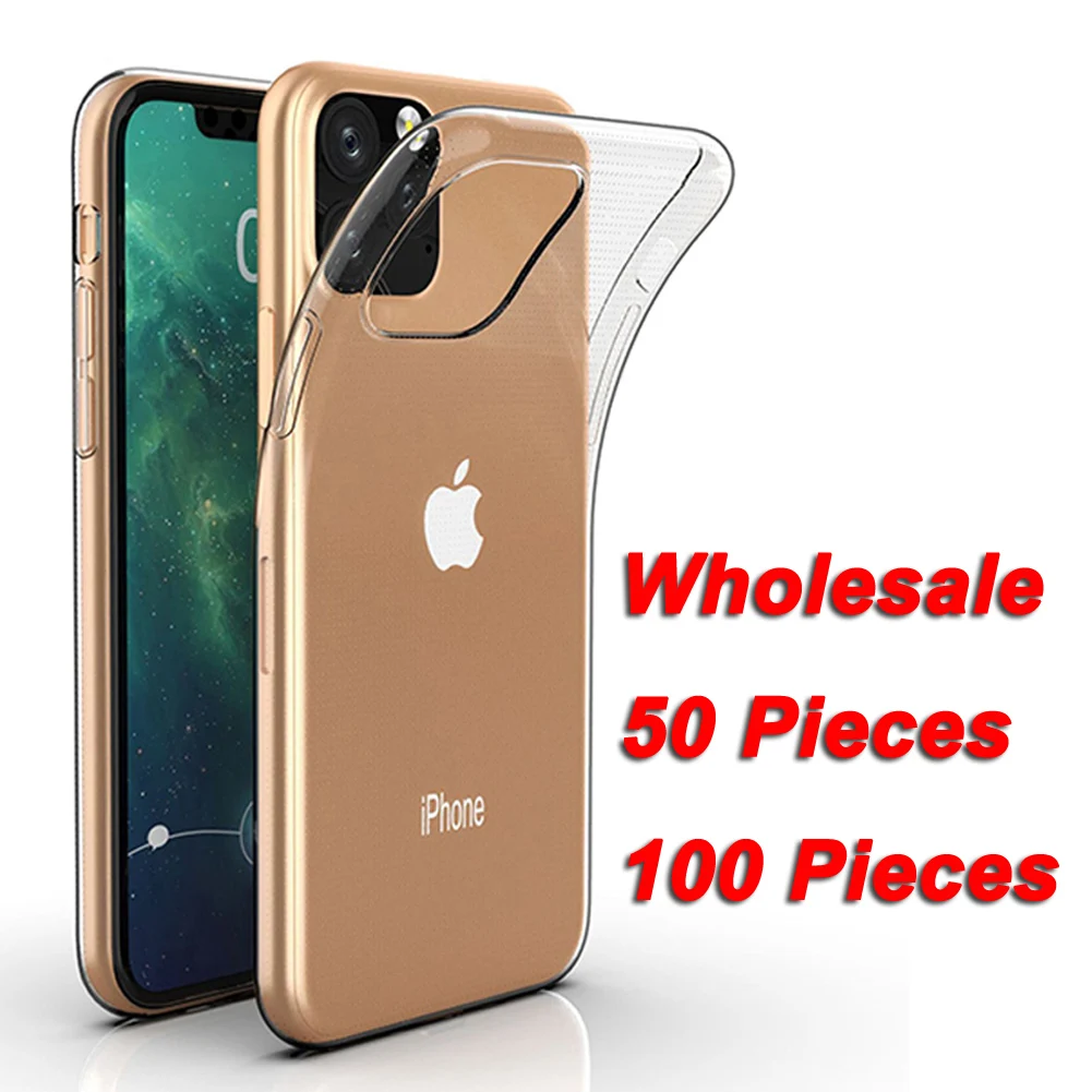 100 шт., чехол для телефона iPhone 11 Pro Max, антидетонационный чехол, мягкий защитный силиконовый из ТПУ, задняя крышка для iPhone 11