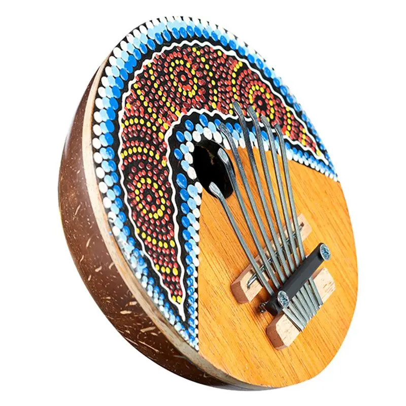 Hot HG-Kalimba Thumb Piano- 7 keys- Tunable- Coconut Shell- Painted