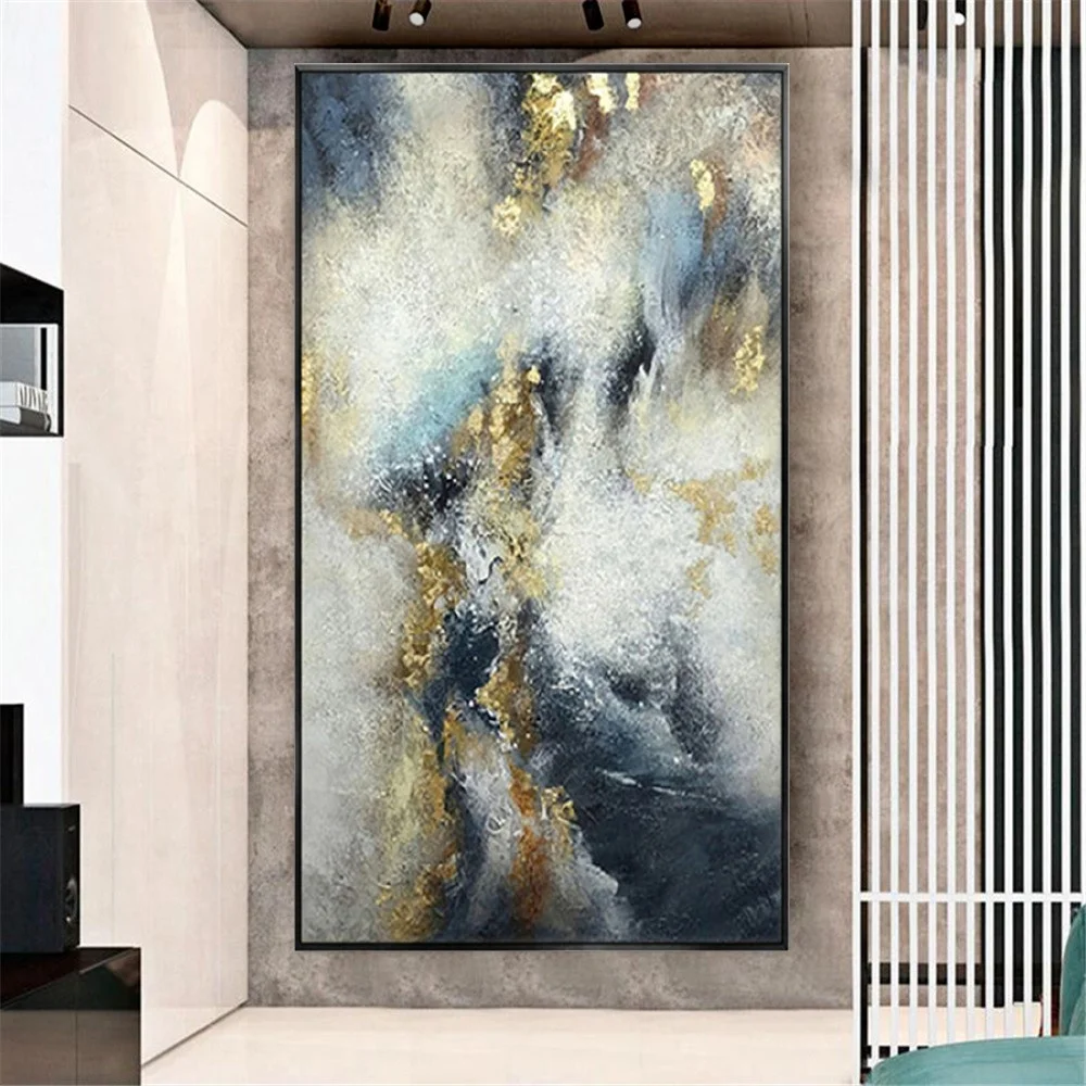 

Abstract Exhibit Drawing Large Size Handpainted Modern Gold Cloud Oil Paintings On Canvas Picture For Living Room Home Decor