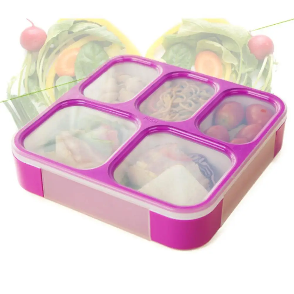 Прочный 5 отсеков запаянный герметичный Студенческая печь Bento Ланч-бокс Чехол контейнер для еды