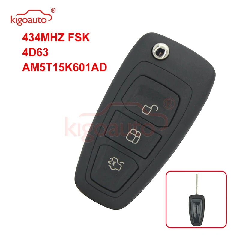 Kigoauto AM5T15K601AD 2036872 Автомобильный Дистанционный ключ 3 кнопки 434 МГц FSK 4D63 чип для Ford