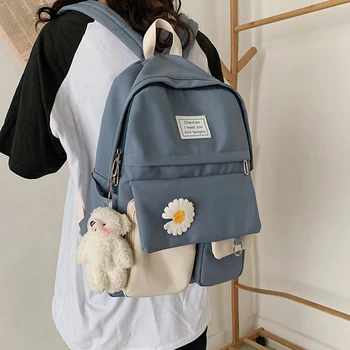 

College Student Ladies Cute Backpack Women Flower Female Harajuku School Bags Book Kawaii Backpack Nylon Girl Trendy Bag Fashion