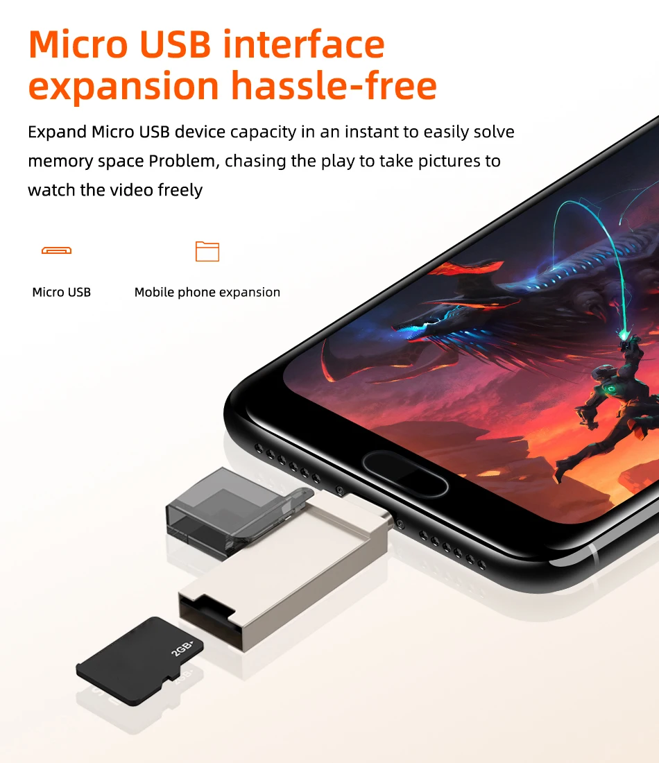 2 в 1 USB OTG кард-ридер Универсальный Micro USB OTG TF/Micro SD кард-ридер телефонные удлинители Micro USB OTG адаптер