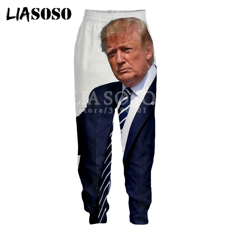 LIASOSO Harajuku Дональд Трамп американский президент 3D принт брюки для мужчин и женщин забавные Брюки Топы Спортивные штаны Спортивная одежда
