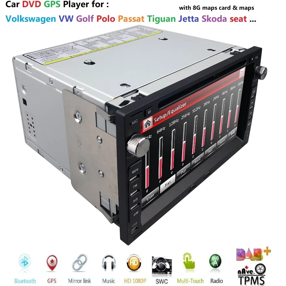 US $137.63 7with radio DVD navigation GPS player for Volkswagen channel Jetta Citi Chico T5 polo and golf MK3 MK4 MK5 seats rds mirrorlink