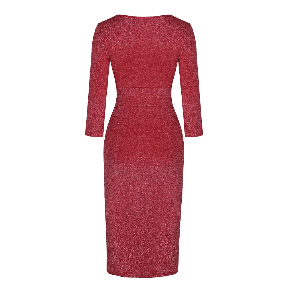 Christmas Dress New Year Festival Party Dress O Collar Splice Print For Womens Autumn Winter Long Sleeve Tight skinny Dress#LR3